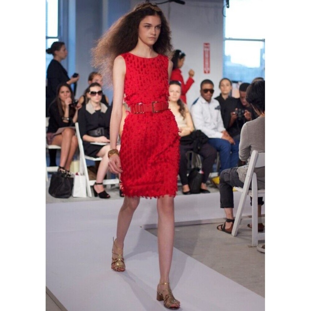 RUNWAY Oscar de la Renta Silk Knee-Length Dress Sz 4